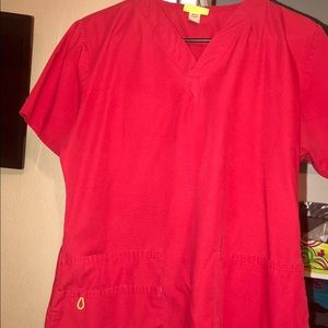 Red WonderWink Scrub Top